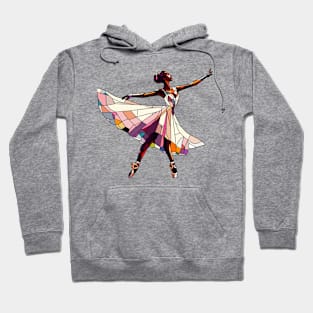 Beautiful ballerina in a colorful dress. Vector illustration, ballet dance performer, mosaic glass Hoodie